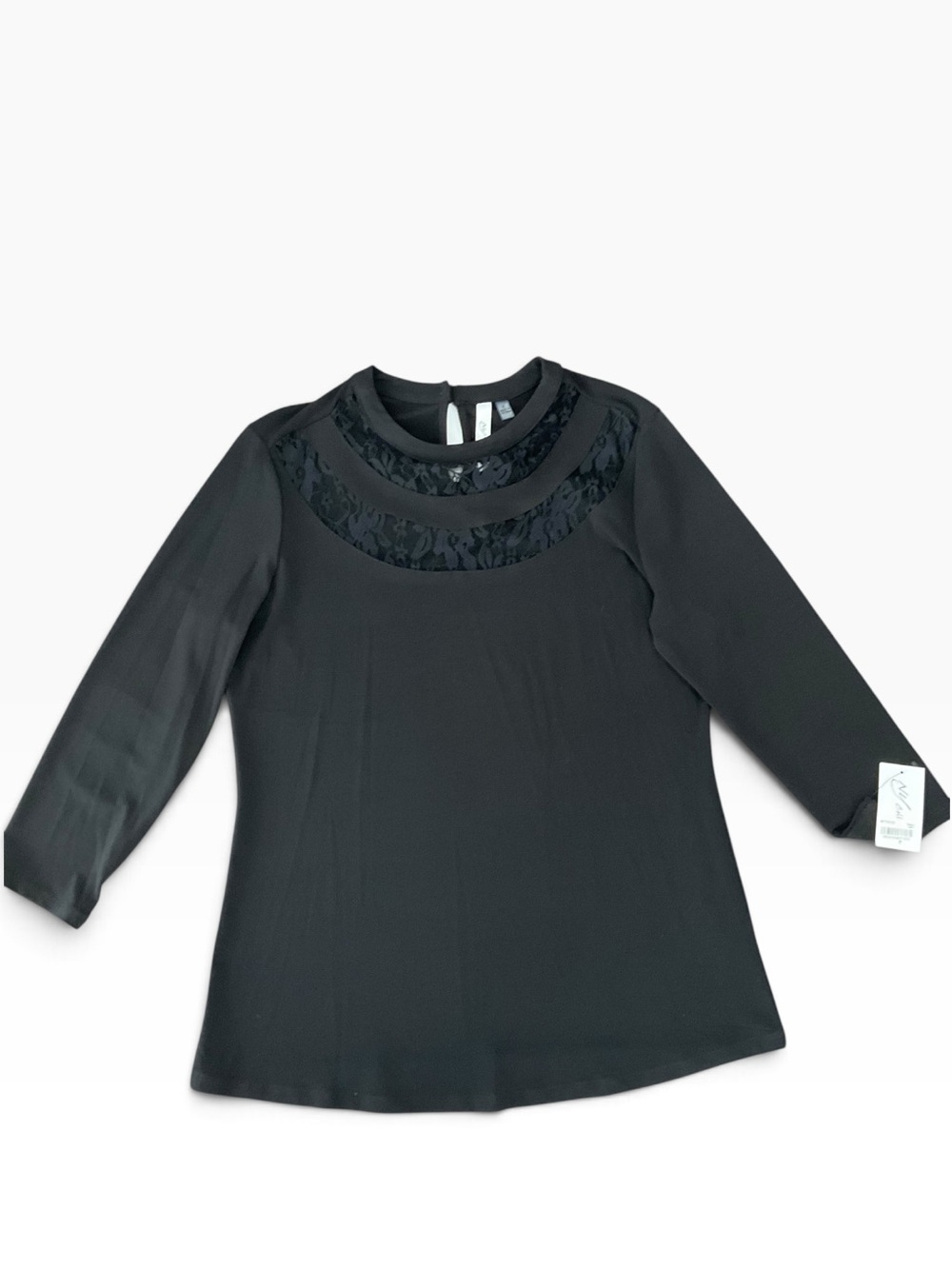 NY Collection Women’s Lace Yoke Woven top Size Small EUC